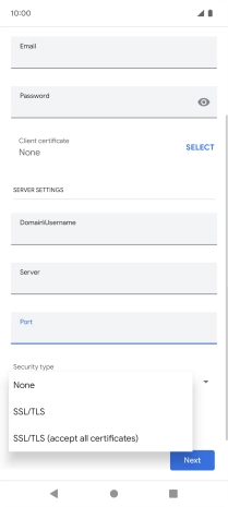 Press the required setting.
