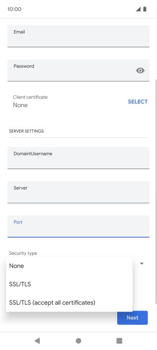Press the required setting.
