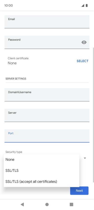 Press the required setting.