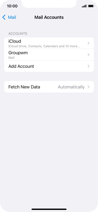 Press the name of the email account you've just set up.