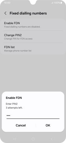 Key in your PIN2 and press OK. The default PIN2 is 1111.