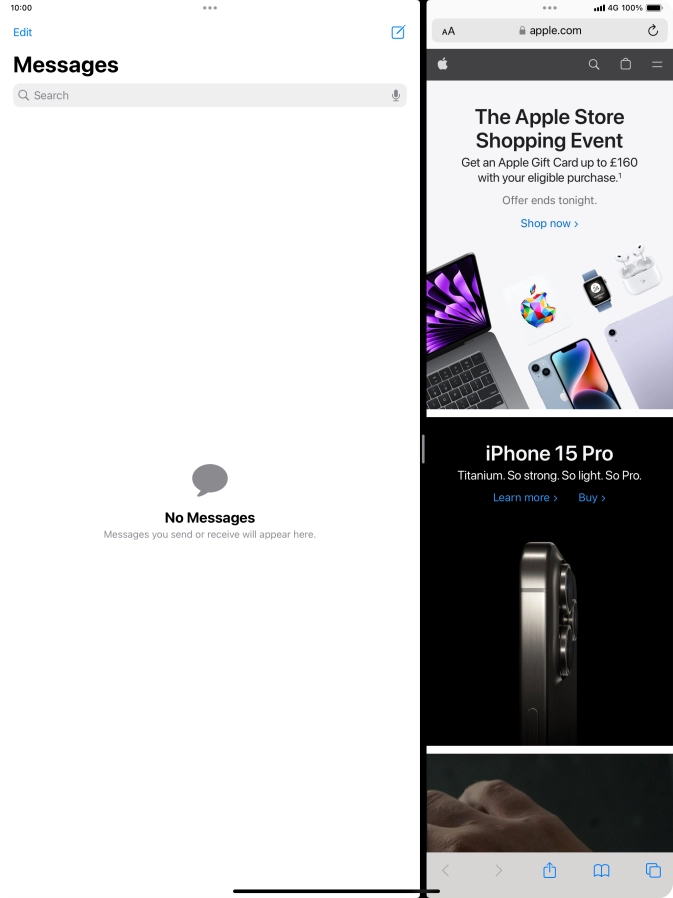 The applications are now displayed on a split screen.