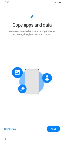 You can transfer the contents of another phone to your phone when it's activated for the first time and after a factory reset. When this screen is displayed, your phone is ready to transfer contents from another phone.
