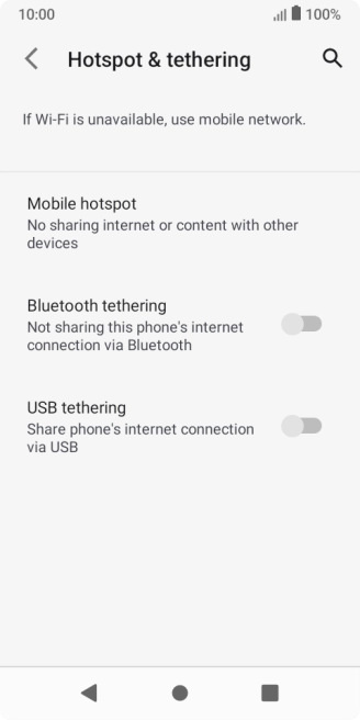 Press Mobile hotspot.