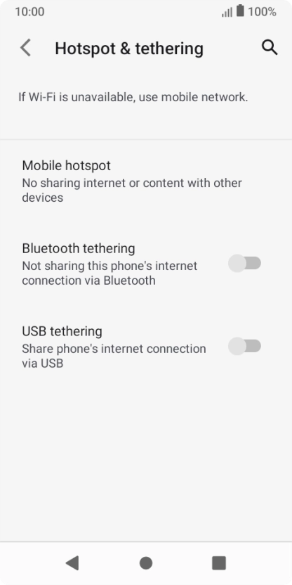 Press Mobile hotspot.