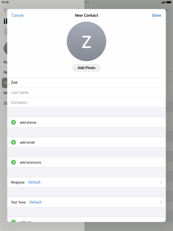 Press Last name and key in the last name.