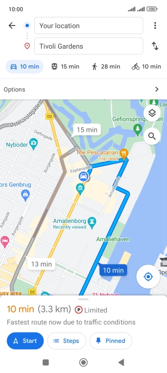 Press the required mode of transportation.