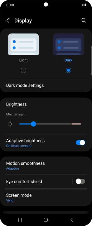Press Dark mode settings. Press Dark mode settings.