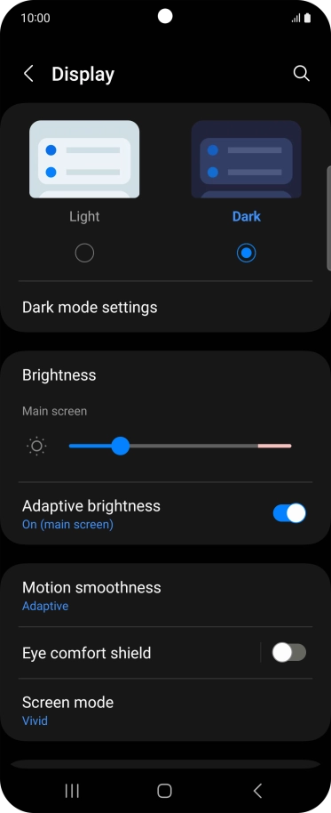 Press Dark mode settings. Press Dark mode settings.