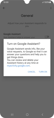 If you turn on the function, press TURN ON.