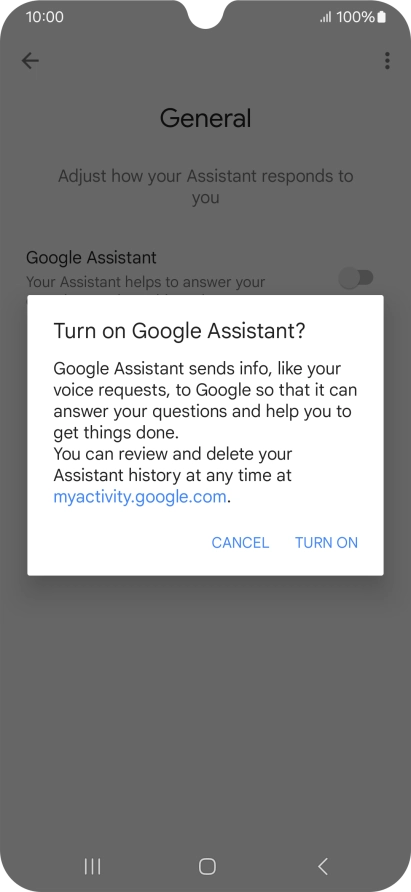 If you turn on the function, press TURN ON.