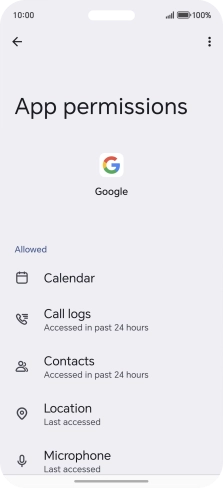 The app activity for the selected app is displayed.