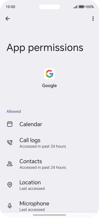 The app activity for the selected app is displayed.