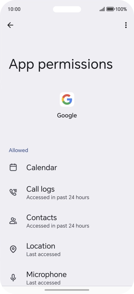 The app activity for the selected app is displayed.