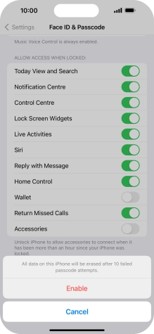 If you turn on the function, press Enable. If you turn on the function, press Enable.