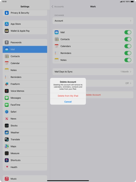 Press Delete from My iPad.