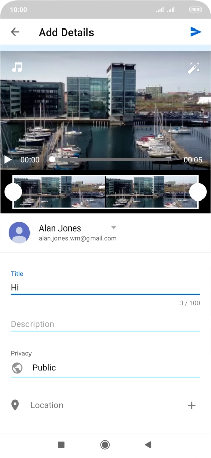 Key in the required text and press the upload icon.