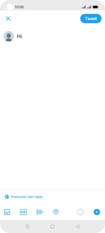 Write the required text and press Tweet.