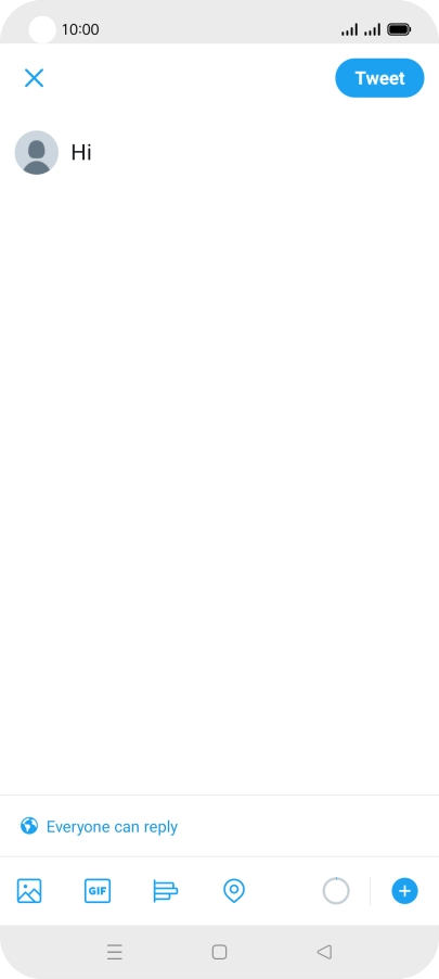 Write the required text and press Tweet.