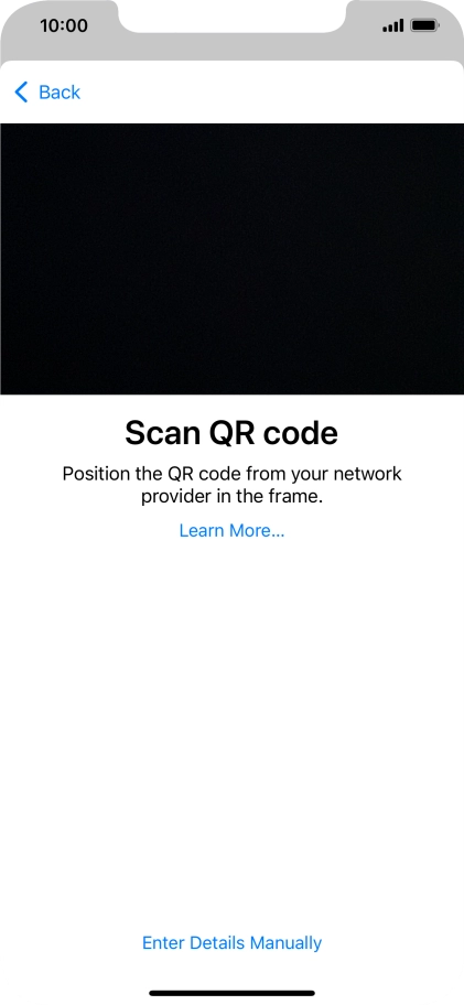 Place the QR code you've received inside the phone camera frame to scan the code. If you’ve deleted your eSIM, you can re-add it using your existing QR code. If you’re having problems, see our FAQ.