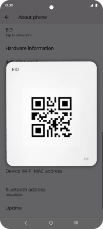 Your phone's EID number is displayed below EID.