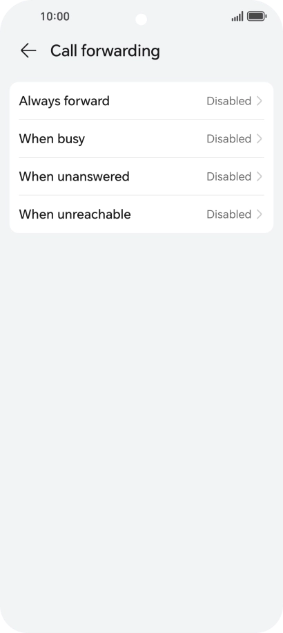 Press the required divert type.