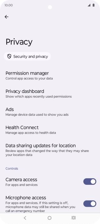 Press Permission manager.