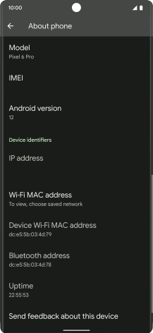 Your phone's software version is displayed below Android version.