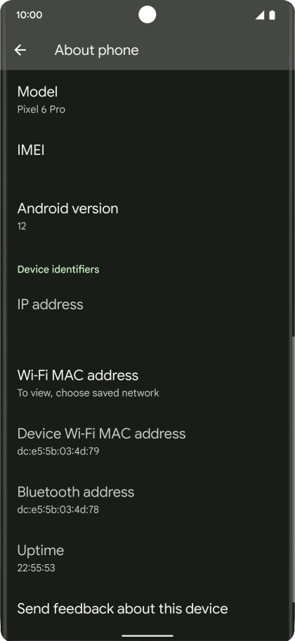 Your phone's software version is displayed below Android version.