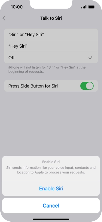 Press Enable Siri.