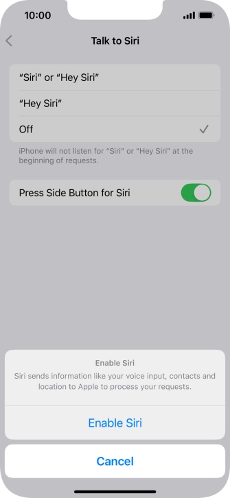 Press Enable Siri.