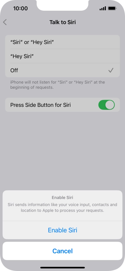 Press Enable Siri.
