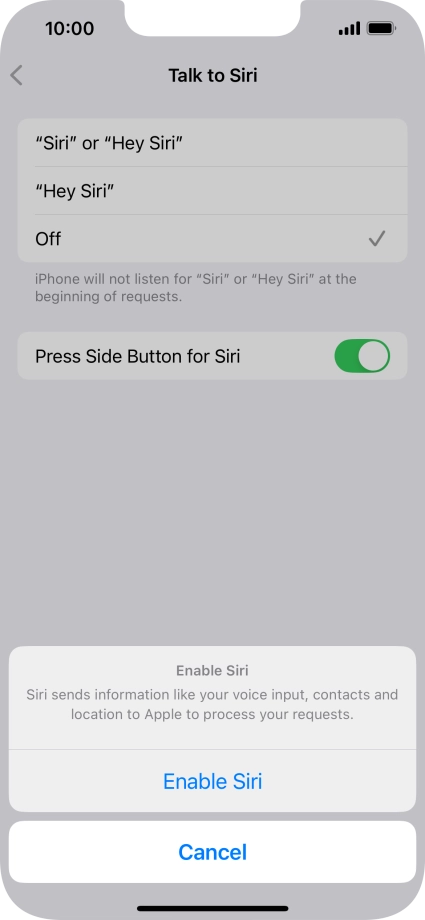 Press Enable Siri.