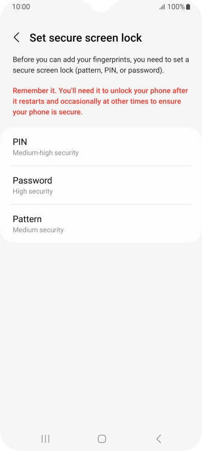 Press the required phone lock code and follow the instructions on the screen to create an additional phone lock code.