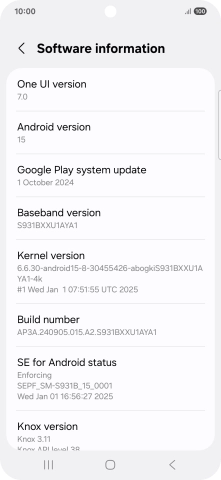 Your phone's software version is displayed below Android version.