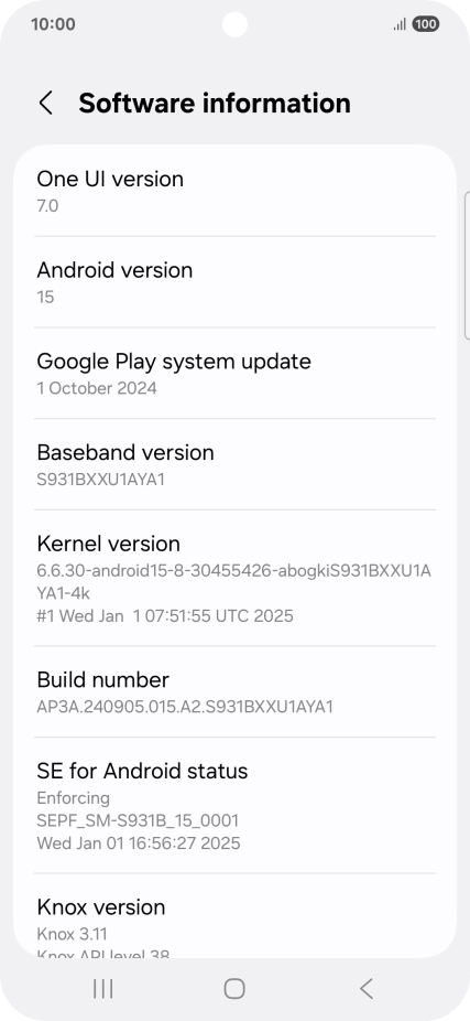 Your phone's software version is displayed below Android version.