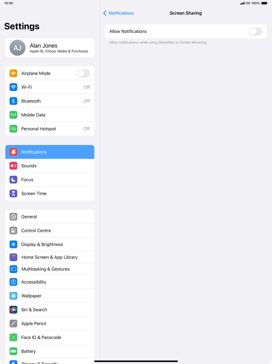 Press the indicator next to 