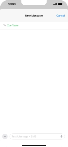 Press the text input field and write the text for your text message.
