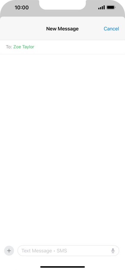 Press the text input field and write the text for your text message.