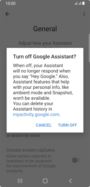 If you turn off the function, press TURN OFF.