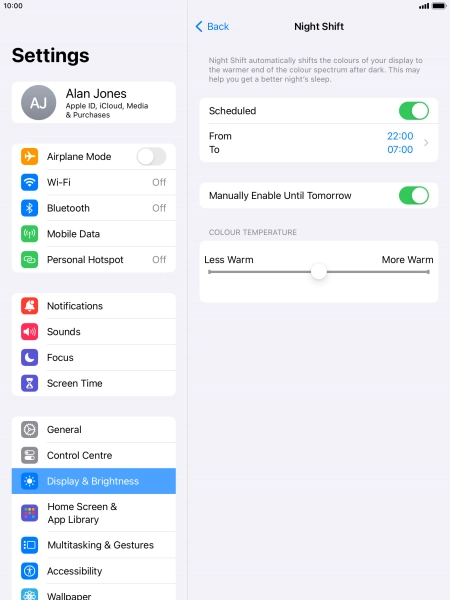 Press and drag the indicator below 