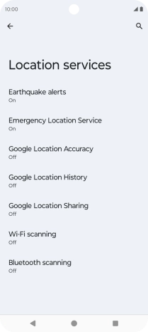 Press Google Location Accuracy. Press Google Location Accuracy.