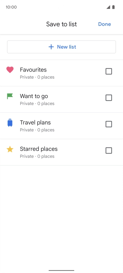 If you select New list, follow the instructions on the screen to create a new list.