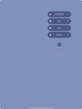 Press the required focus mode to activate or deactivate it immediately.
