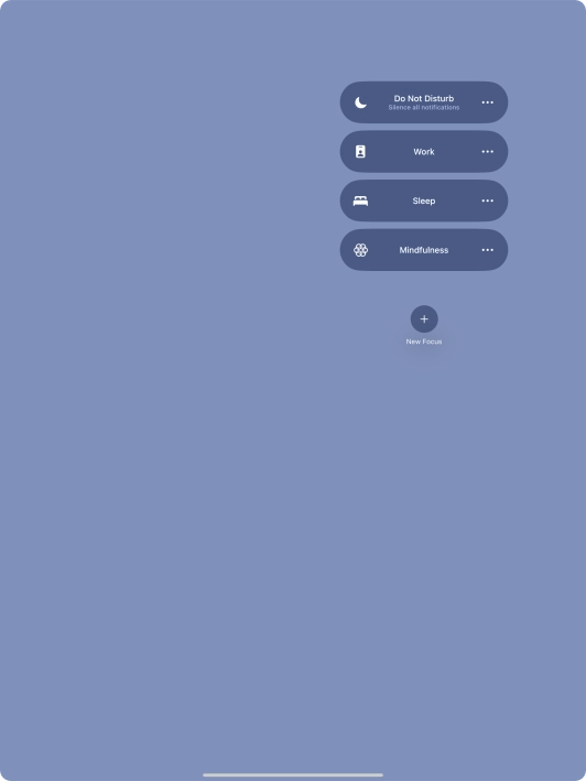 Press the required focus mode to activate or deactivate it immediately.