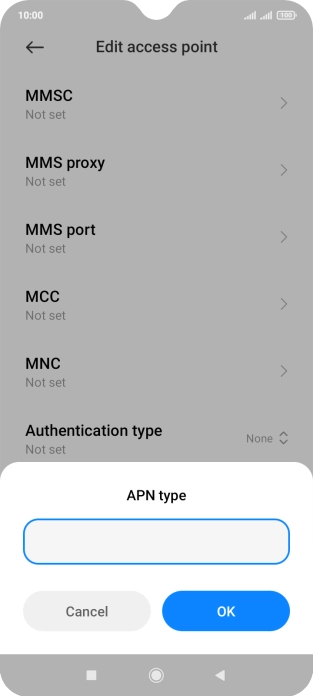 Key in default and press OK.