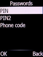 Select PIN and press the Left selection key.