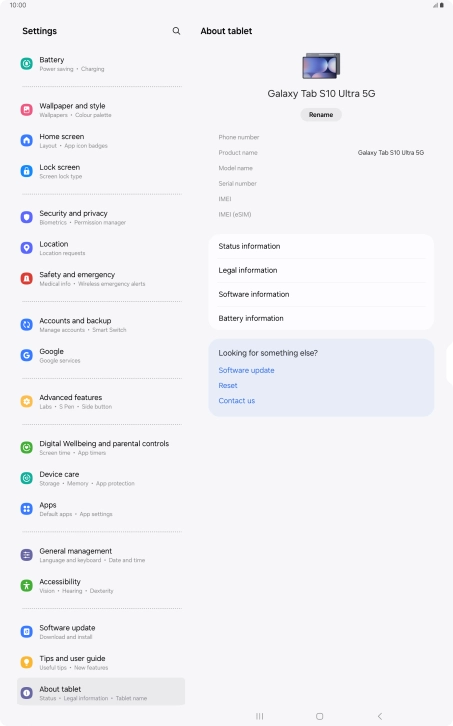 Press Status information.