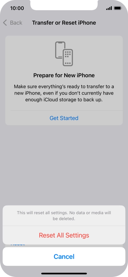 Press Reset All Settings.