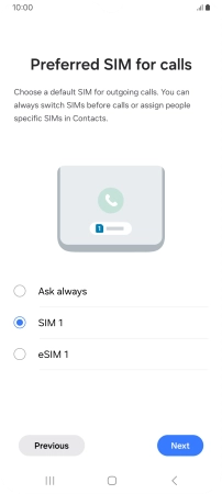 Press the required setting.